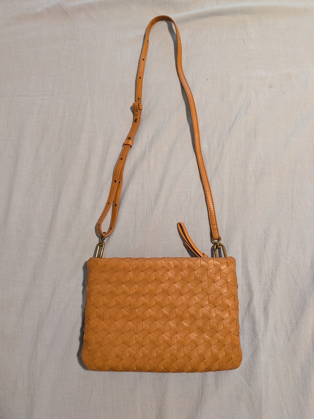 Women's Tan Woven Crossbody Bag